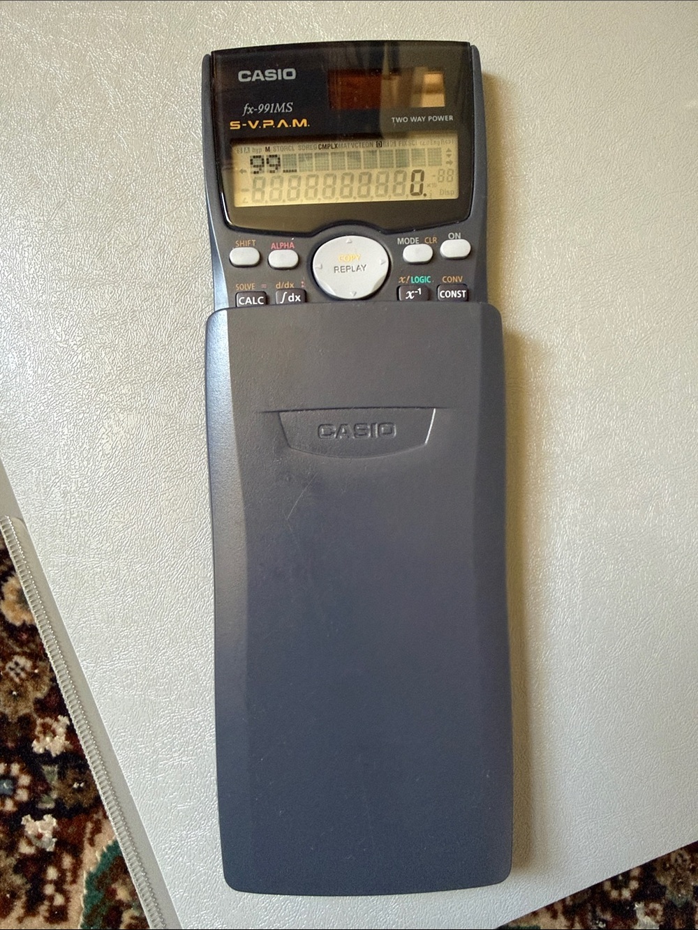 Casio Scientific Calculator in Dark Gray with Slide Cover